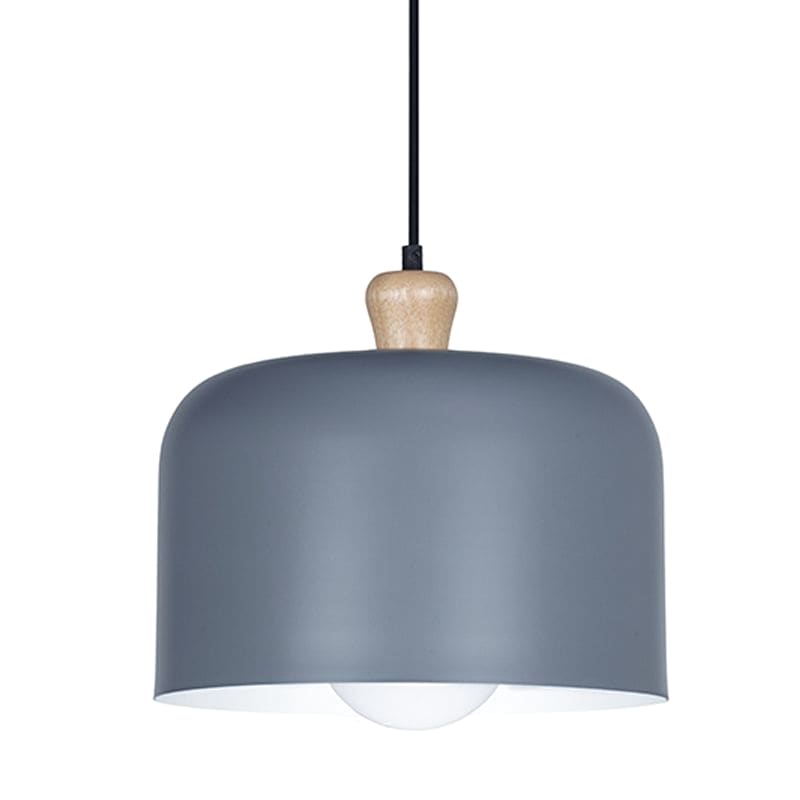 COLGANTE ALUMINIO Y MADERA EDAFOS Ø30 CM COLOR GRIS SEMI MATE E27  - LEUK