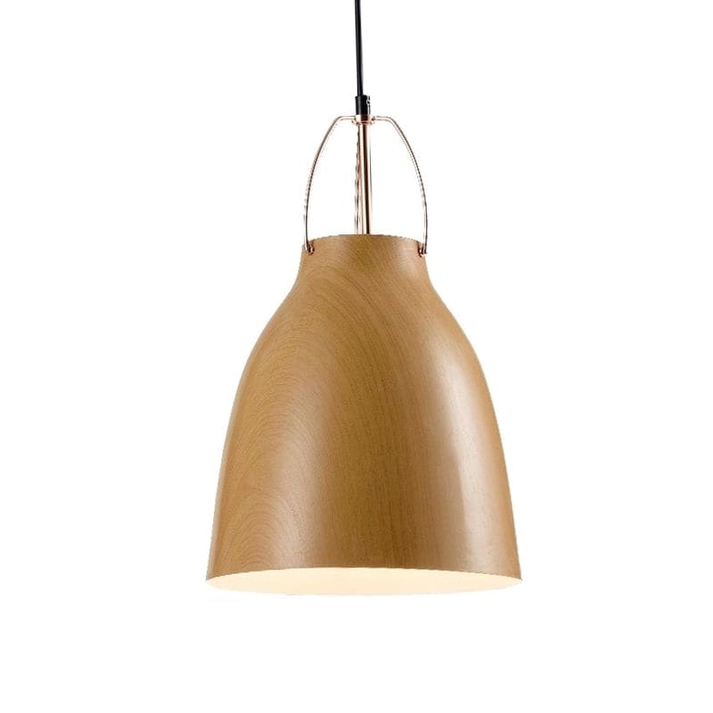 COLGANTE PACHA DE METAL 1 LUZ E27 COLOR MADERA 260MMX380MM - 180° ILUMINACIÓN