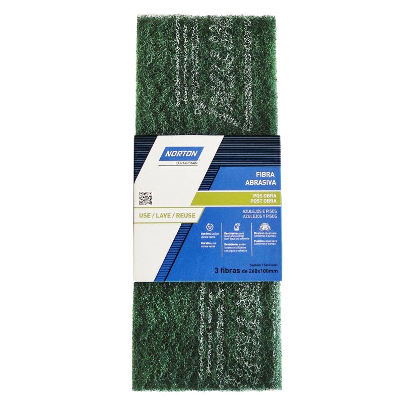 FIBRA ABRASIVA POST OBRA VERDE 100X260MM (3 FIBRAS)  - NORTON