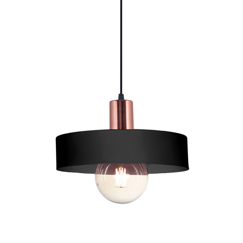 COLGANTE CHAPA 1 LUZ PANTALLA 30CM COLOR COBRE NEGRO - SAN JUSTO