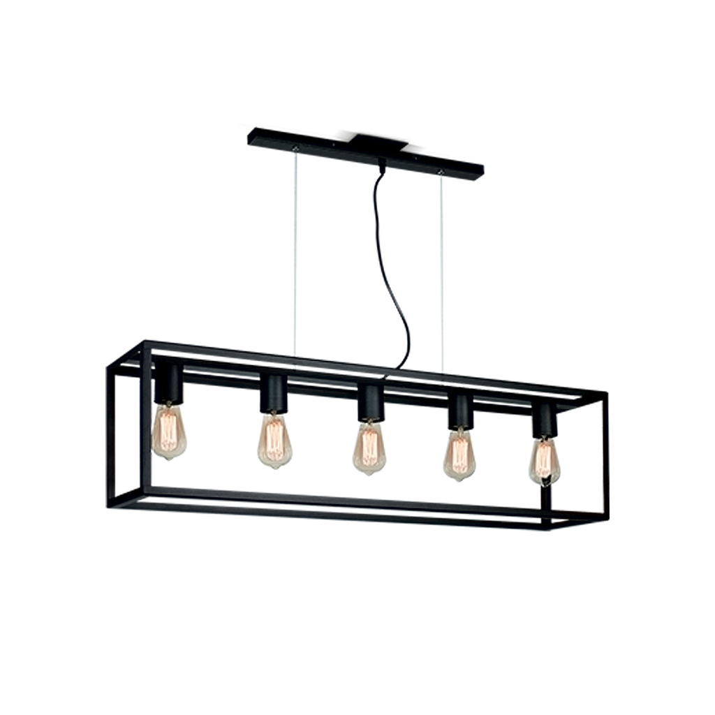 COLGANTE RECTANGULAR HIERRO 5 LUCES 97X20X26CM NEGRO - SAN JUSTO