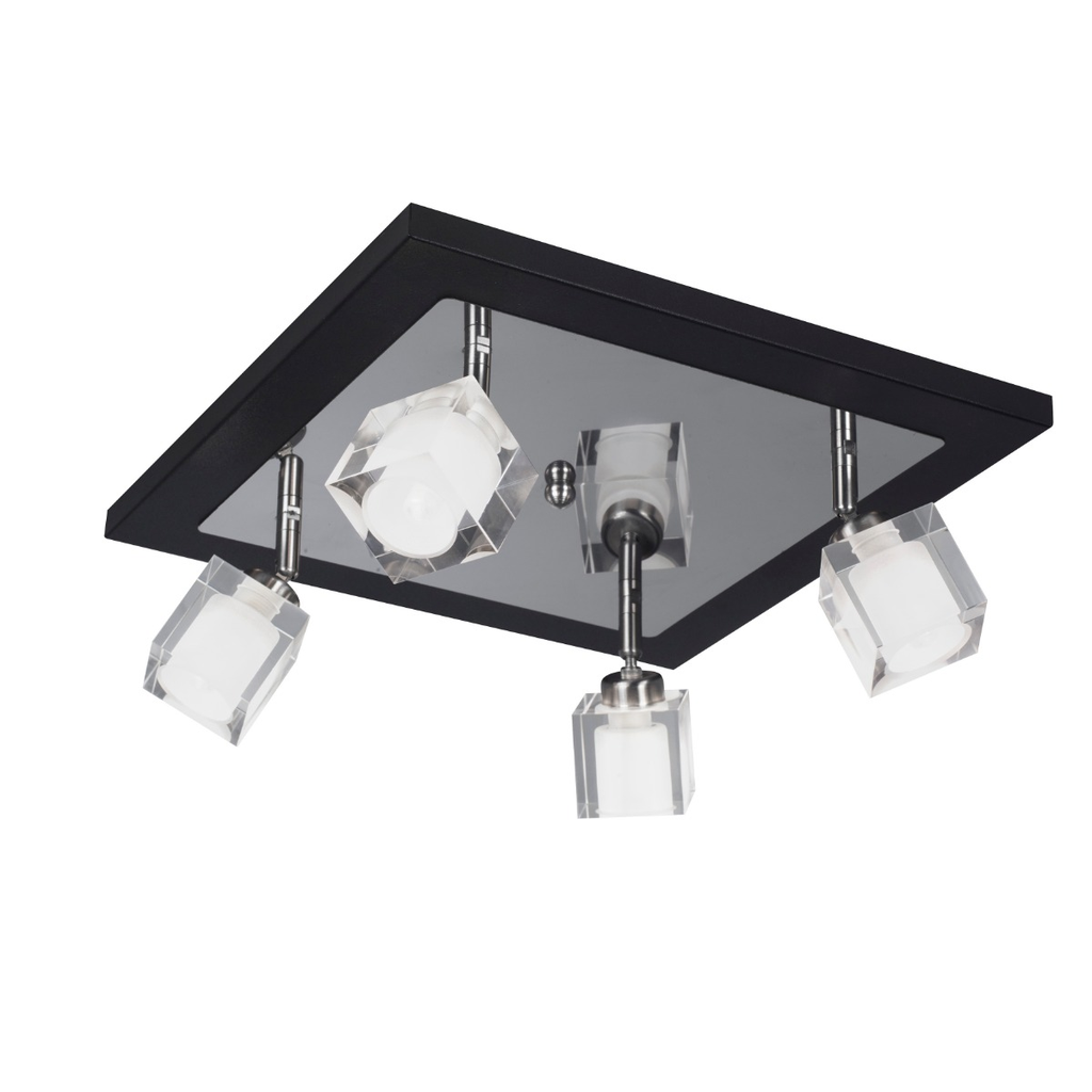 APLIQUE TECHO SIENA 4 LUCES CON TULIPA CUBO GU10 NEGRO - FERROLUX