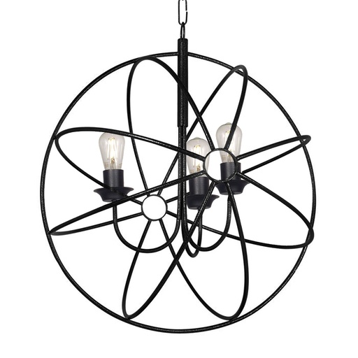 [9004/3NG] COLGANTE ESFERA ARAÑA GLOBO Ø60CM 3 LUCES NEGRO  - FAROLUZ