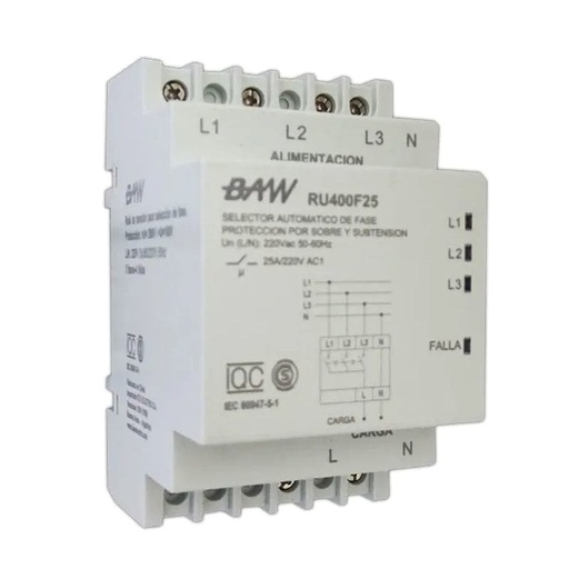 [RU400F25] SELECTOR AUTOMATICO DE FASE CON PROTECCION DE SUB Y SOBRE TENSION - BAW