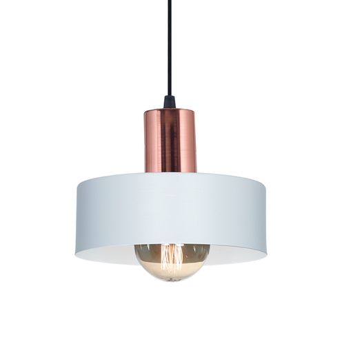 [SJ/3001-51] COLGANTE CHAPA 1 LUZ E27 PANTALLA 20CM BLANCO COMBINADO C/COBRE - SAN JUSTO