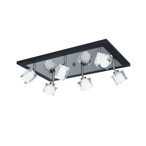 [ST-624N/T] APLIQUE SIENA TECHO 6 LUCES C/TULIPA CUBO G9 NEGRO TEXTURADO - FERROLUX