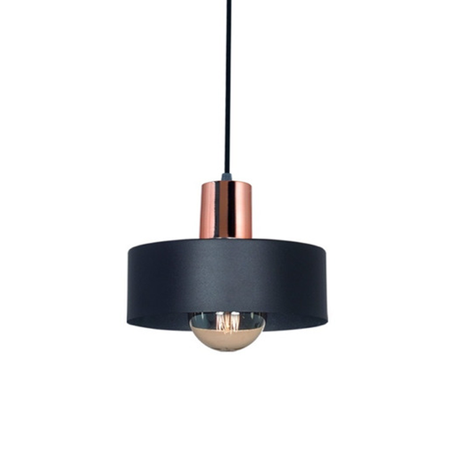 [SJ/3000-52] COLGANTE CHAPA 1 LUZ PANTALLA 15CM COLOR NEGRO C/COBRE - SAN JUSTO