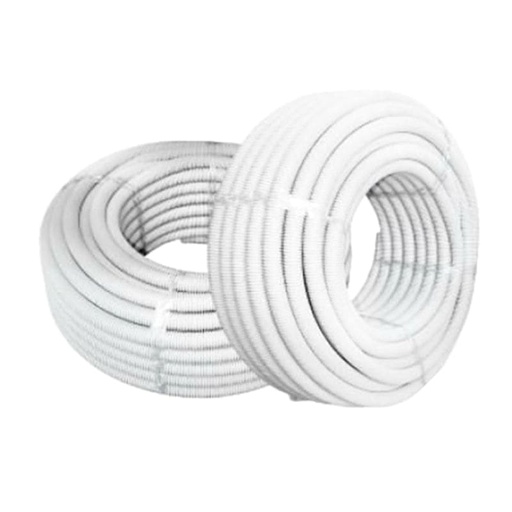 [HUF/334] CAÑO CORRUGADO FLEXIBLE ANTILLAMA PVC BLANCO (X25M) 3/4 PULG.  - HUFERJO