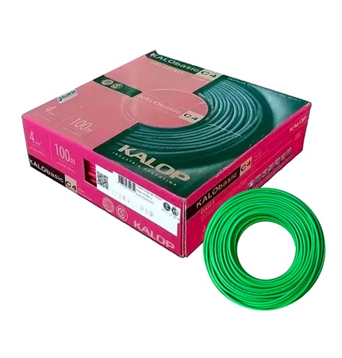 [KD20064] CABLE UNIPOLAR 4.00MM VERDE/AM X100MTS CAT.4 - KALOP