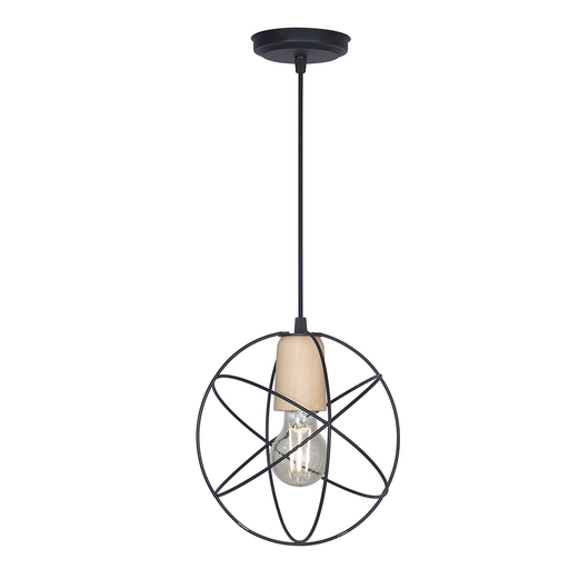 [SJ/MJ6571-02] COLGANTE JAULA ESFERA MINI 1 LUZ E27 DETALLE MADERA NEGRO - SAN JUSTO