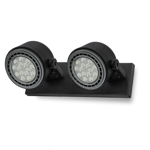 [0110/2/NG] SPOT DE PARED P/AR111 DE POLIPROPILENO NEGRO 2 GU10 - FAROLUZ