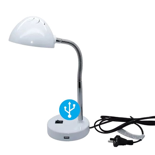 [911802] VELADOR 3,5 W CON USB BLANCO BRAZO FLEXIBLE MODERNO  - SICA