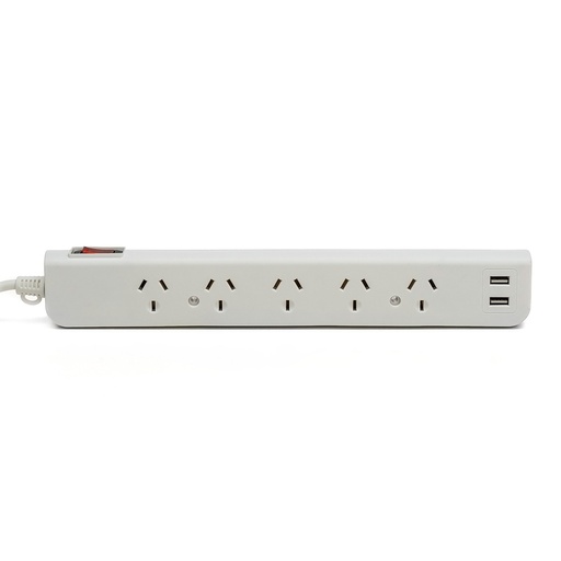 [PX5B-2USB-1.5] ZAPATILLA PROLONGADOR MULTIPLE 5 TOMAS + 2 USB BLANCO 1,5 MTS DE CABLE CON PROTECTOR TERMICO - INTECK