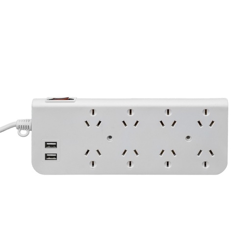 [PX8B-2USB-3] ZAPATILLA PROLONGADOR MULTIPLE 8 TOMAS + 2 USB BLANCO 3 MTS DE CABLE CON PROTECTOR TERMICO - INTECK