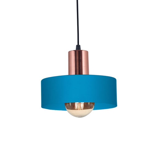 [SJ/3001-54] COLGANTE CHAPA 1 LUZ PANTALLA Ø20CM COBRE/AZUL  - SAN JUSTO