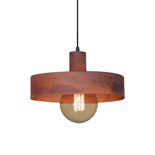 [SJ/3002-19] COLGANTE DE CHAPA 1 LUZ E27 PANTALLA 30CM COLOR OXIDO  - SAN JUSTO