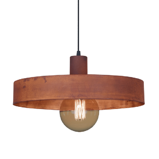 [SJ/3003-19] COLGANTE DE CHAPA 1 LUZ E27 PANTALLA 40CM COLOR OXIDADO - SAN JUSTO