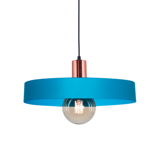 [SJ/3003-54] COLGANTE DE CHAPA 1 LUZ PANTALLA 40CM COBRE/AZUL - SAN JUSTO