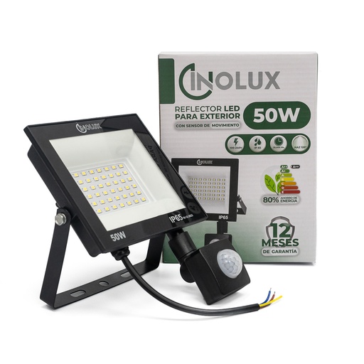 [INO/XR50-PIR] PROYECTOR REFLECTOR LED CON SENSOR 50W LUZ DIA - INOLUX