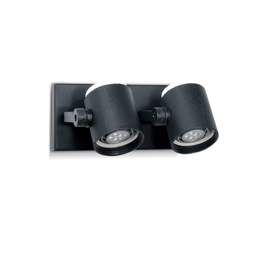 [0176/2/NG] SPOT DE PARED POLIPROPILENO PANTALLA TUBO P/DICROICA 2 LUCES NEGRO - FAROLUZ