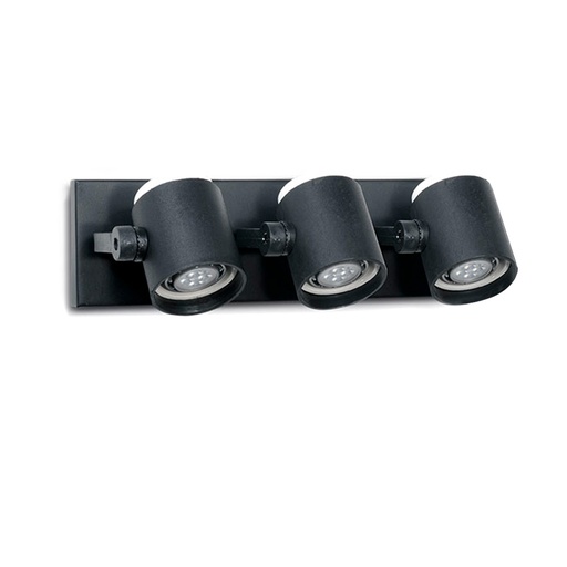 [0176/3/NG] SPOT DE PARED POLIPROPILENO PANTALLA TUBO P/DICROICA 3 LUCES NEGRO - FAROLUZ