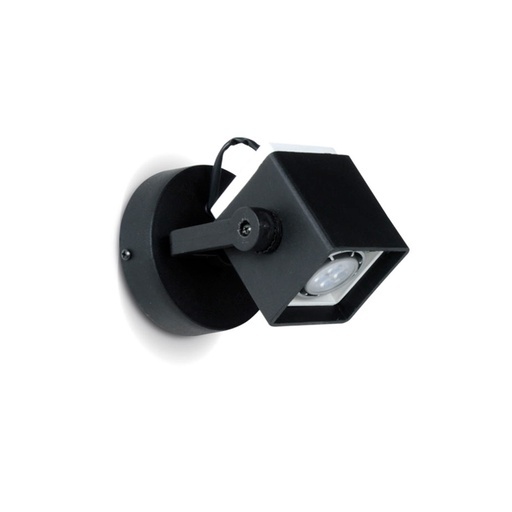 [0177/1/NG] SPOT DE PARED POLIPROPILENO PANTALLA CUADRADA P/DICROICA 1 LUZ NEGRO - FAROLUZ