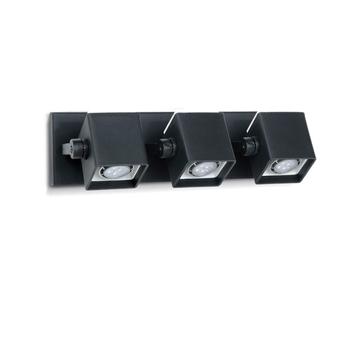 [0177/3/NG] SPOT DE PARED POLIPROPILENO PANTALLA CUADRADA P/DICROICA 3 LUCES NEGRO - FAROLUZ