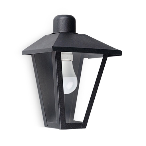 [SJ/5500-02] FAROL DE PARED CHAPA TRAPEZOIDAL 19X27X13CM 1 LUZ E27 NEGRO - SAN JUSTO