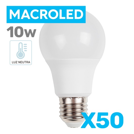 [P50BT6010LN] OFERTA - PACK 50 BULBO LED 10W LUZ NEUTRA - MACROLED