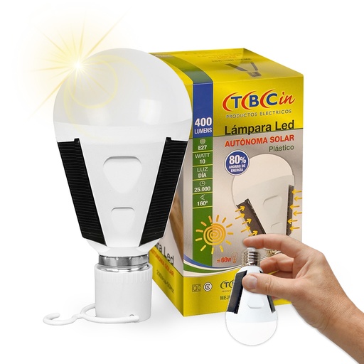 [TBC/EBA-10W] LAMPARA LED AUTONOMA SOLAR E27 10W LUZ DIA - TBCIN