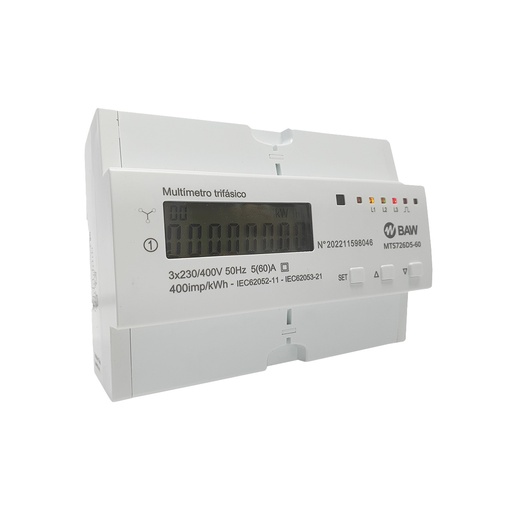 [MTS726D5-60] MULTIMEDIDOR TRIFASICO CON REGISTRO DE KWH. 3X5(60)A 3X230/400V - BAW