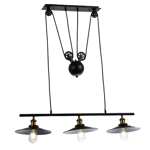 [LK/3756] LAMPARA COLGANTE ALENKRIA POLEA 3 LUCES METAL  - LEUK