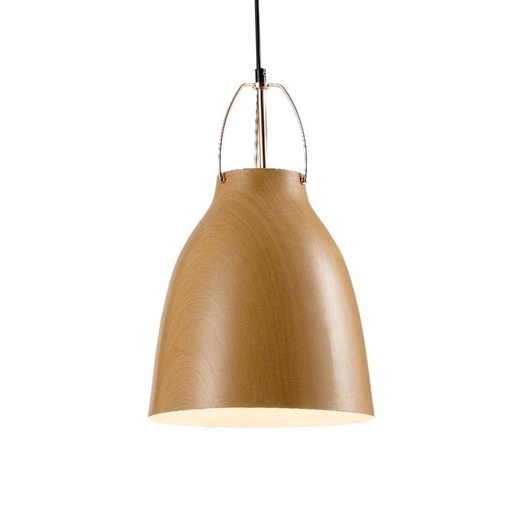 [19059] COLGANTE PACHA DE METAL 1 LUZ E27 COLOR MADERA 260MMX380MM - 180° ILUMINACIÓN