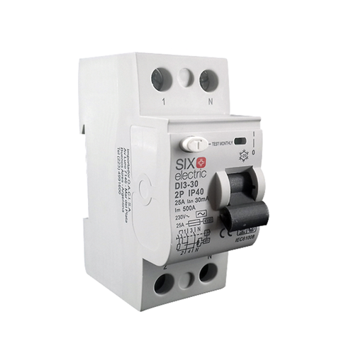 [SX/39788] DISYUNTOR DIFERENCIAL BIPOLAR 2X25A 30MA - SIX ELECTRIC