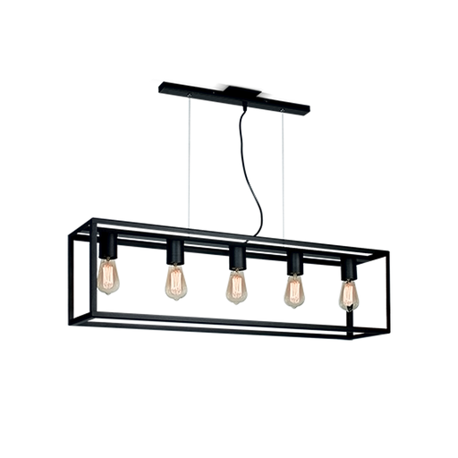 [SJ/CR6653-02] COLGANTE RECTANGULAR HIERRO 5 LUCES 97X20X26CM NEGRO - SAN JUSTO