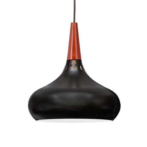 [DROP4110N] COLGANTE METALICO DET. MADERA ROJO PANTALLA NEGR0 INC. FLORON 23,5X29 -DROMEL