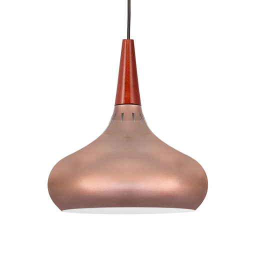 [DROP4110R] COLGANTE METALICO DET. MADERA ROJO PANTALLA ROSA INC. FLORON 23,5X29 - DROMEL